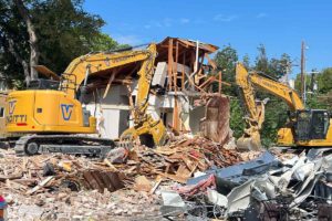professional contracting equipment at work on a demolition site